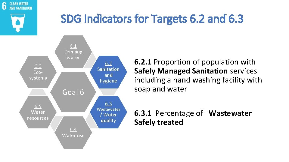 SDG Indicators for Targets 6. 2 and 6. 3 6. 1 Drinking water 6.