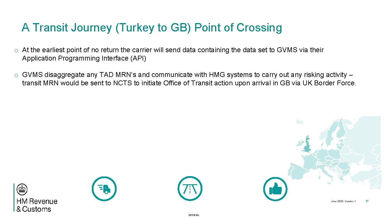 A Transit Journey (Turkey to GB) Point of Crossing o At the earliest point