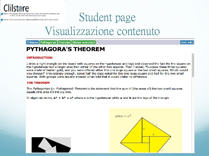 Student page Visualizzazione contenuto 