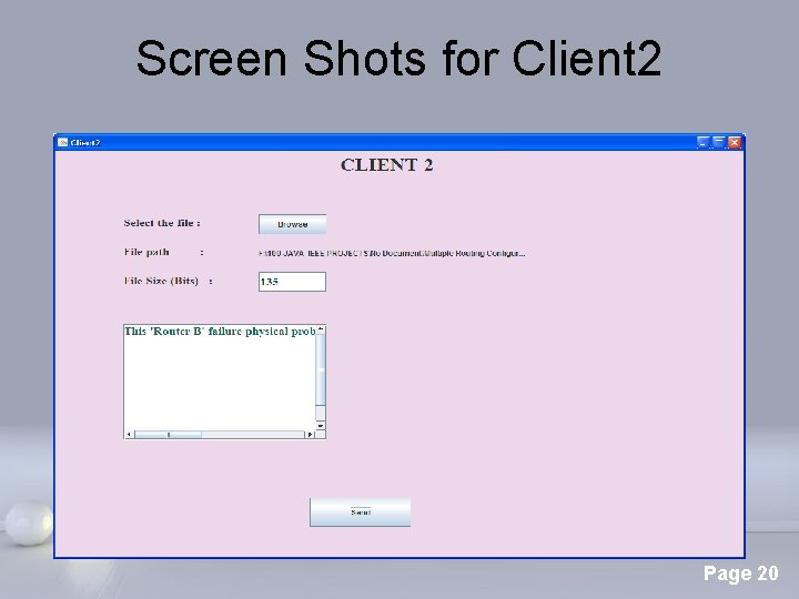 Screen Shots for Client 2 Page 20 