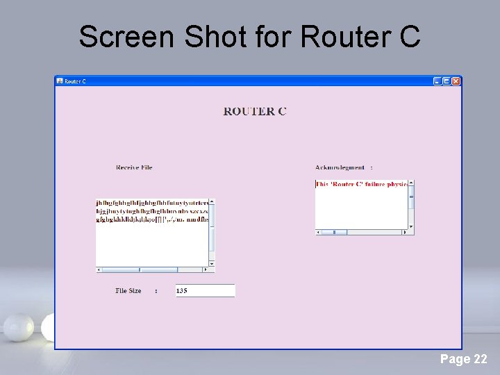 Screen Shot for Router C Page 22 
