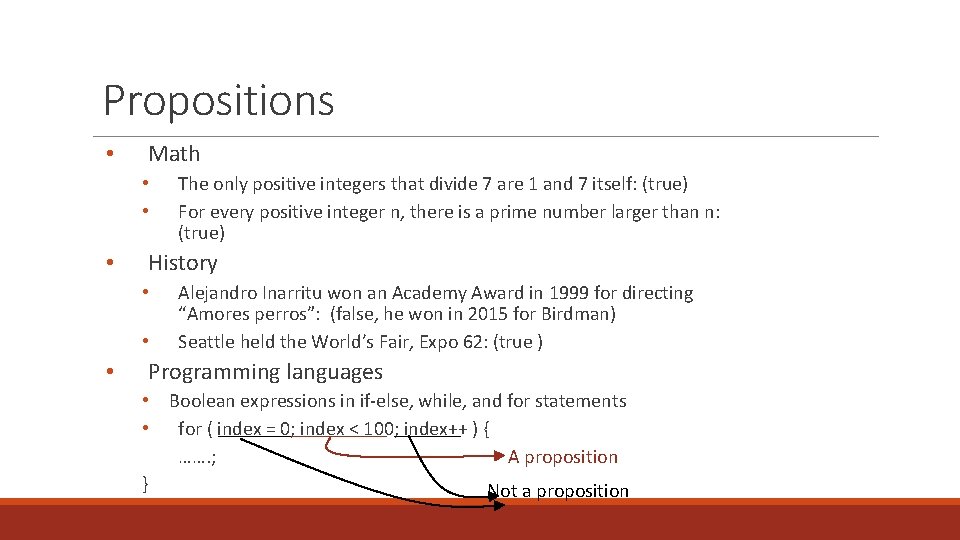 Propositions • Math • • • History • • • The only positive integers