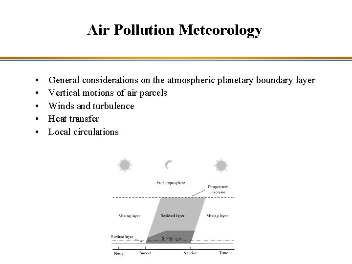 Air Pollution Meteorology • • • General considerations on the atmospheric planetary boundary layer