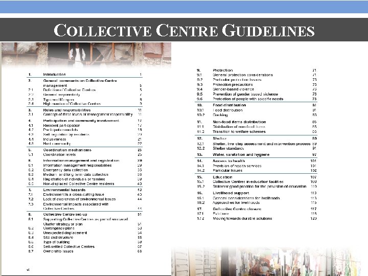 COLLECTIVE CENTRE GUIDELINES 