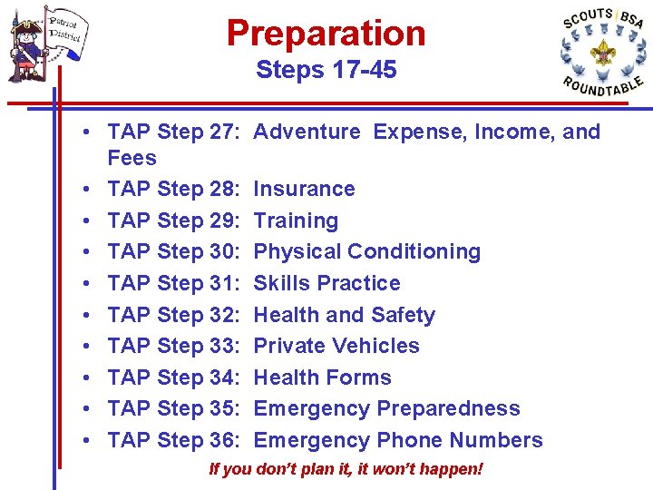 Preparation Steps 17 -45 • TAP Step 27: Fees • TAP Step 28: •