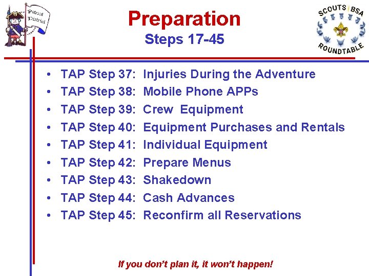 Preparation Steps 17 -45 • • • TAP Step 37: TAP Step 38: TAP