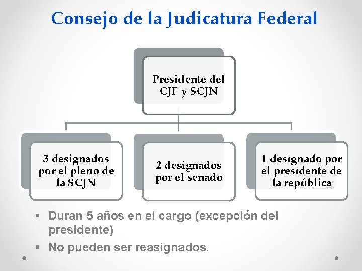 Consejo de la Judicatura Federal Presidente del CJF y SCJN 3 designados por el