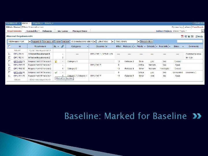 Baseline: Marked for Baseline 