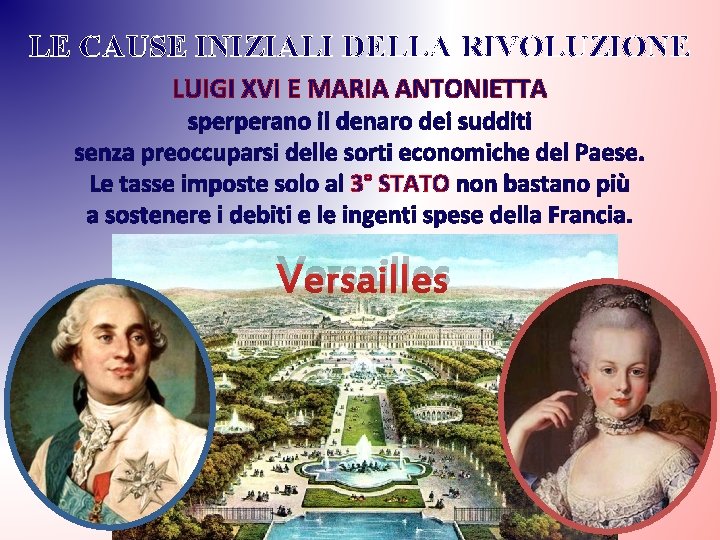 LE CAUSE INIZIALI DELLA RIVOLUZIONE LUIGI XVI E MARIA ANTONIETTA sperperano il denaro dei