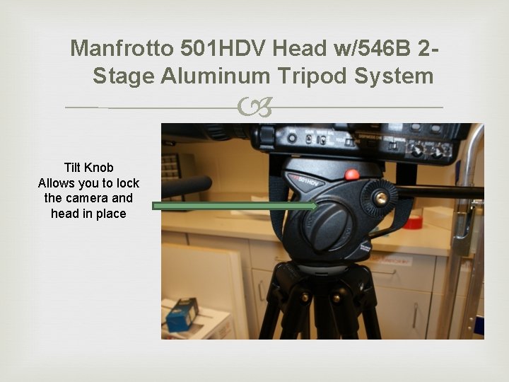Manfrotto 501 HDV Head w/546 B 2 Stage Aluminum Tripod System Tilt Knob Allows