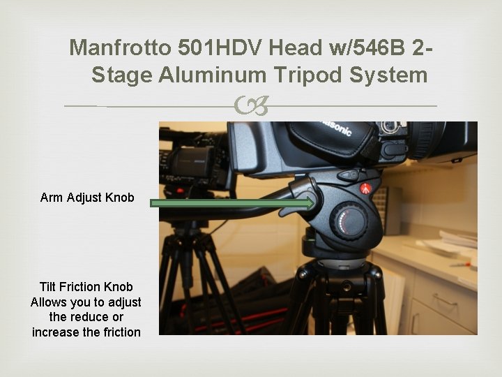 Manfrotto 501 HDV Head w/546 B 2 Stage Aluminum Tripod System Arm Adjust Knob
