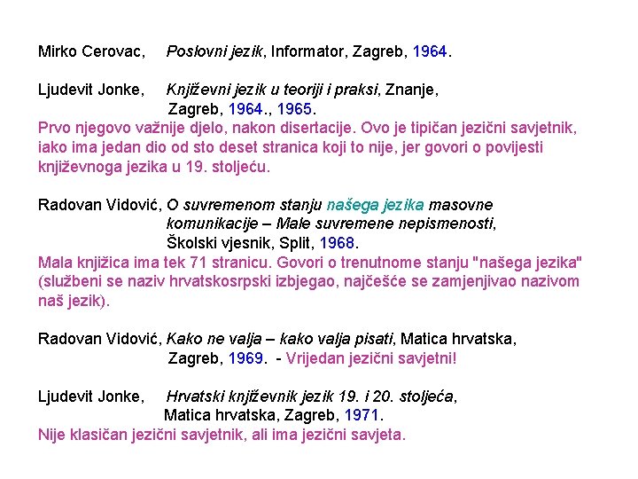 Mirko Cerovac, Poslovni jezik, Informator, Zagreb, 1964. Ljudevit Jonke, Književni jezik u teoriji i