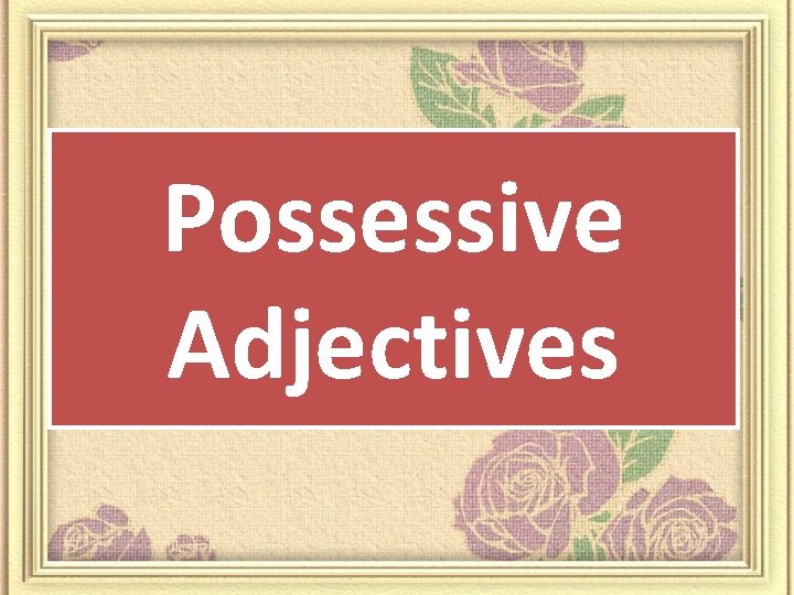 Possessive Adjectives 