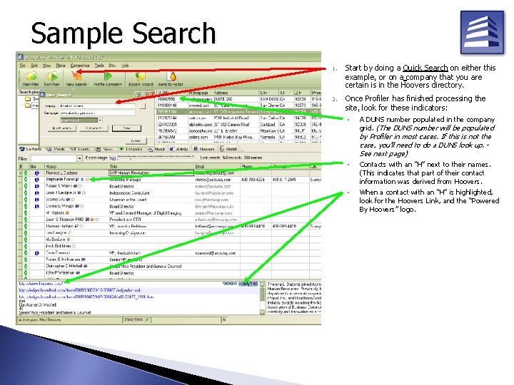 Sample Search 1. Start by doing a Quick Search on either this example, or