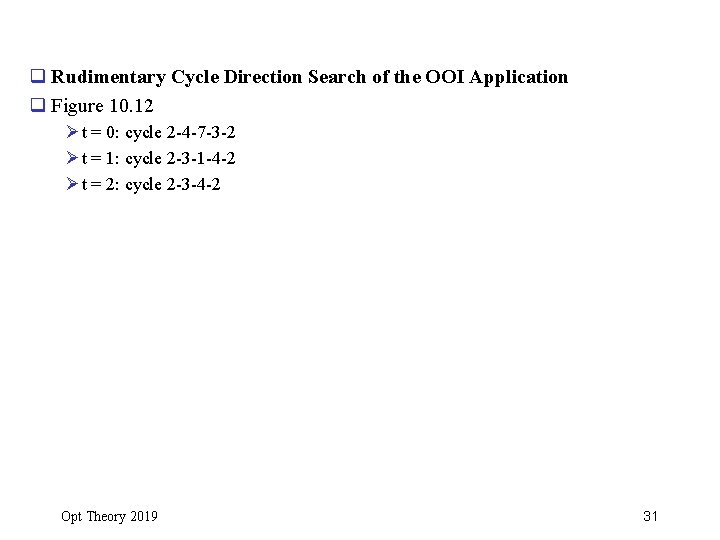 q Rudimentary Cycle Direction Search of the OOI Application q Figure 10. 12 Ø