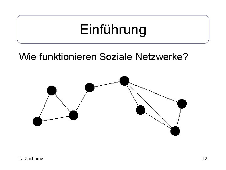 Einführung Wie funktionieren Soziale Netzwerke? K. Zacharov 12 