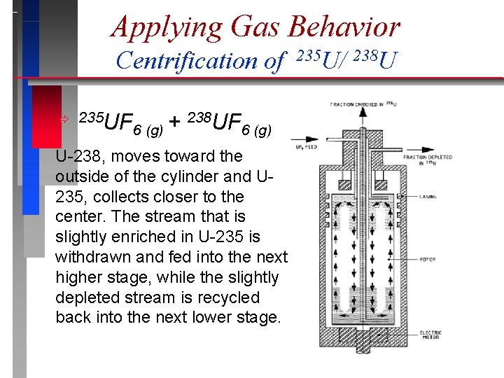 Applying Gas Behavior Centrification of ð 235 UF 238 UF + 6 (g) U-238,