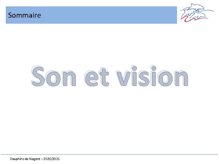 Sommaire Son et vision Dauphins de Nogent – 2020/2021 
