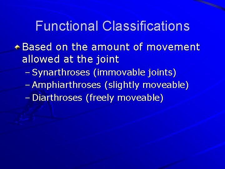 Functional Classifications Based on the amount of movement allowed at the joint – Synarthroses