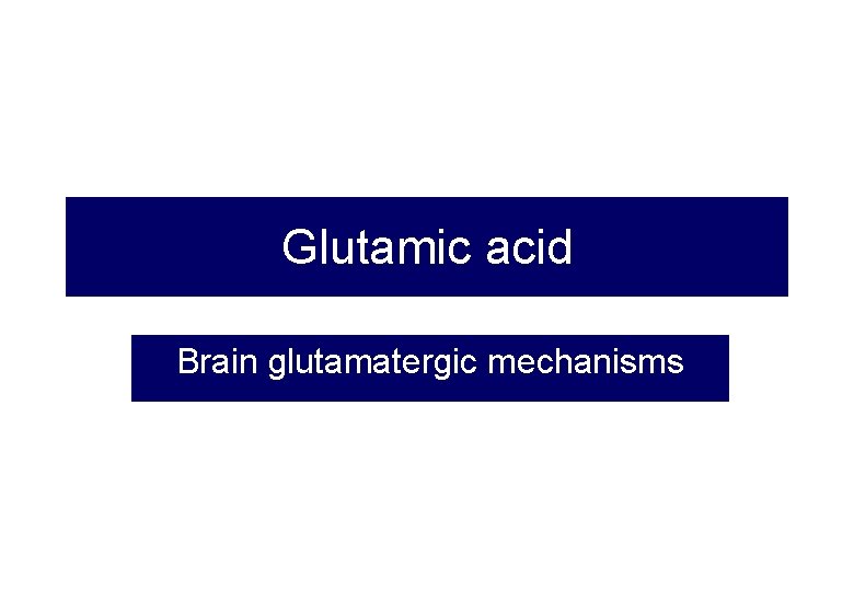 Glutamic acid Brain glutamatergic mechanisms 