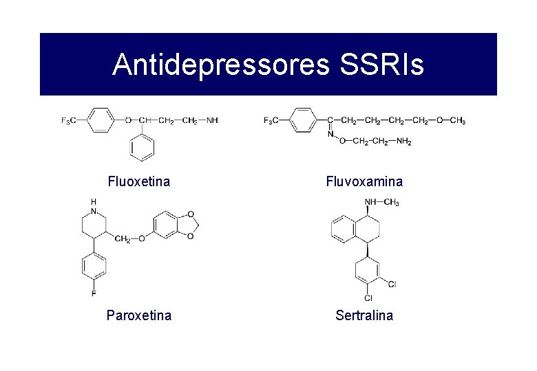 Antidepressores SSRIs Fluoxetina Fluvoxamina Paroxetina Sertralina 