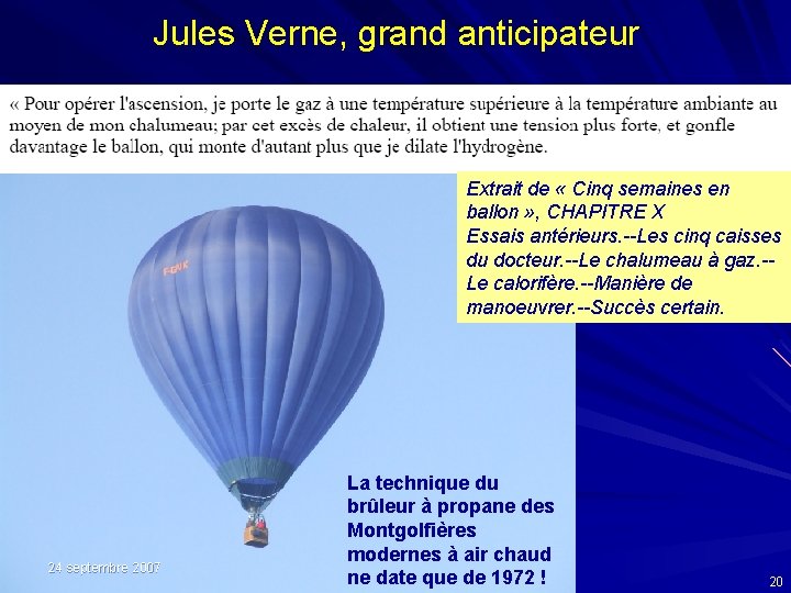 Jules Verne, grand anticipateur Extrait de « Cinq semaines en ballon » , CHAPITRE