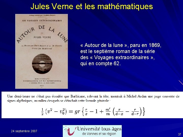 Jules Verne et les mathématiques « Autour de la lune » , paru en