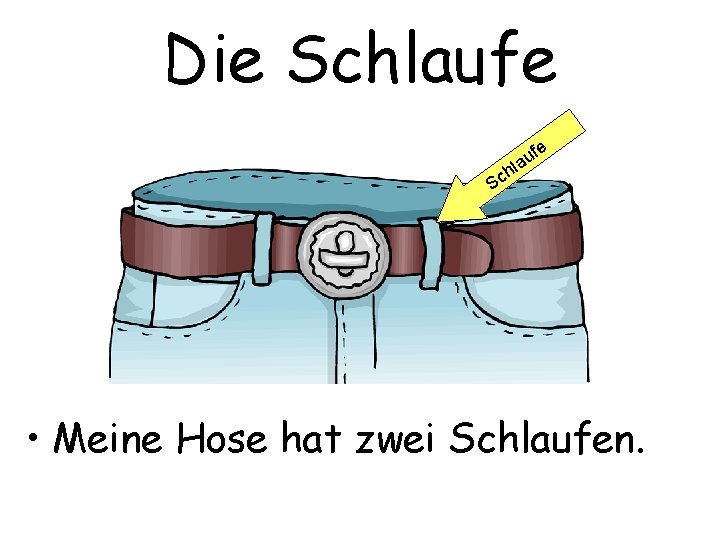 Die Schlaufe fe u hla Sc • Meine Hose hat zwei Schlaufen. 