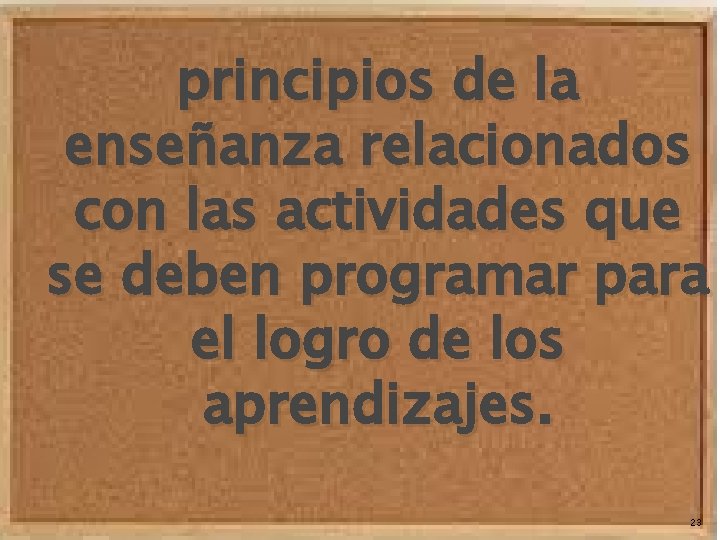 principios de la enseñanza relacionados con las actividades que se deben programar para el