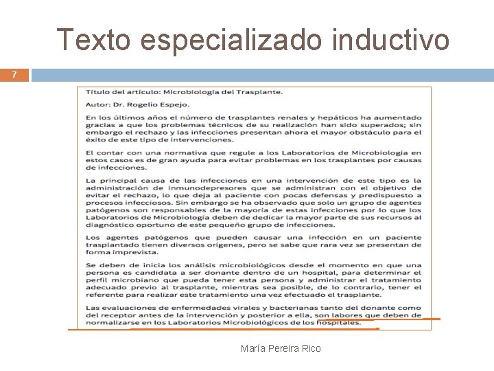 Texto especializado inductivo 7 María Pereira Rico 