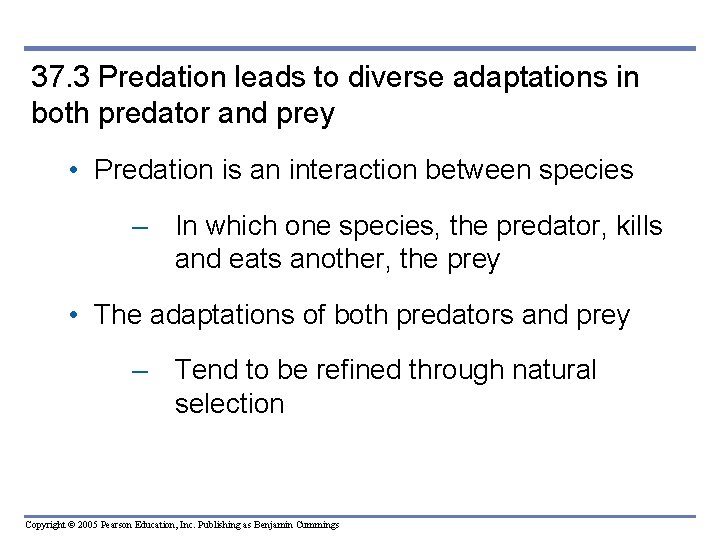 37. 3 Predation leads to diverse adaptations in both predator and prey • Predation