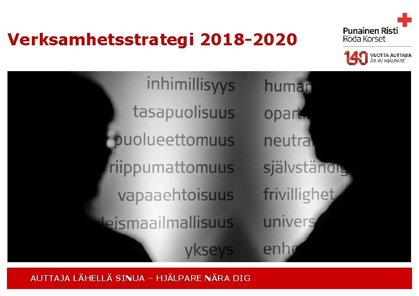 Verksamhetsstrategi 2018 -2020 AUTTAJA LÄHELLÄ SINUA – HJÄLPARE NÄRA DIG 