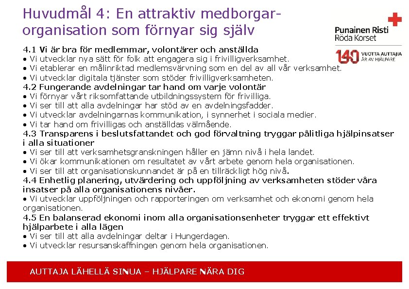 Huvudmål 4: En attraktiv medborgarorganisation som förnyar sig själv 4. 1 Vi är bra