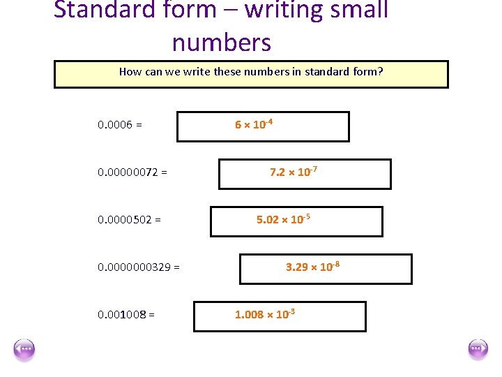 Standard form – writing small numbers How can we write these numbers in standard