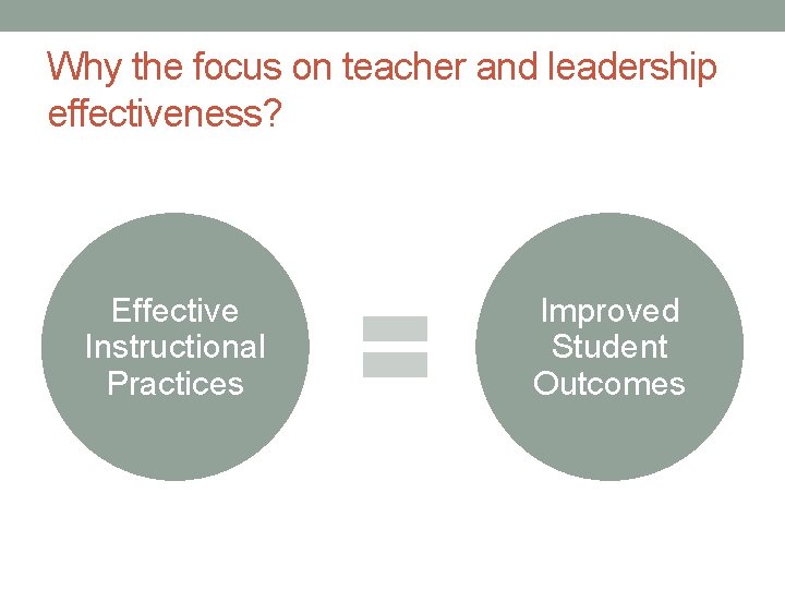 Why the focus on teacher and leadership effectiveness? Effective Instructional Practices Improved Student Outcomes