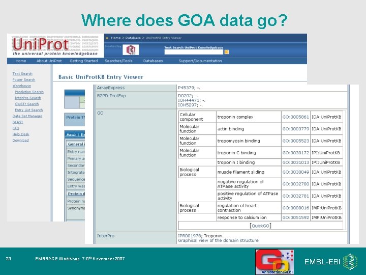 Where does GOA data go? 23 EMBRACE Workshop 7 -9 th November 2007 