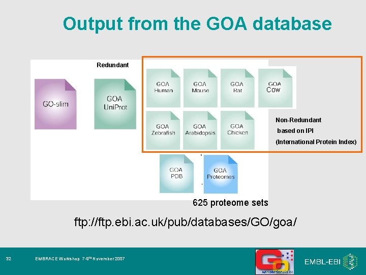 Output from the GOA database Redundant Cow Non-Redundant based on IPI (International Protein Index)