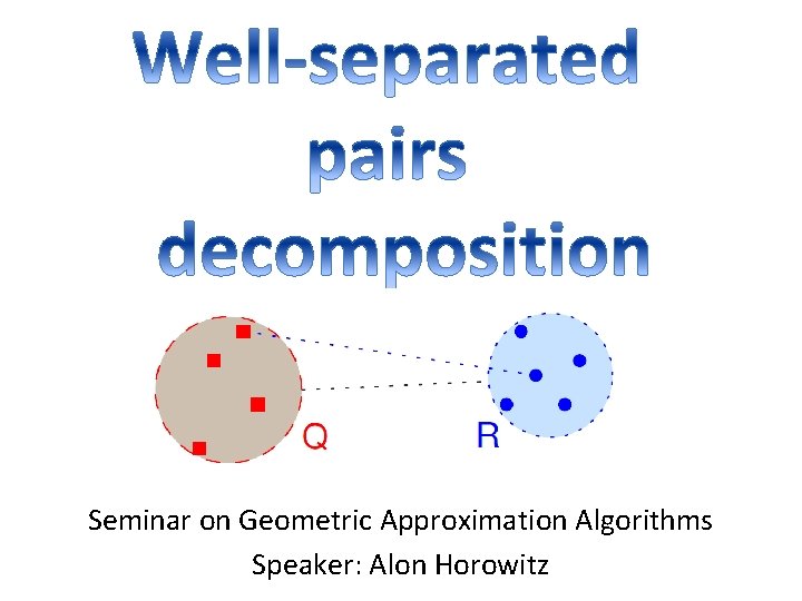 Seminar on Geometric Approximation Algorithms Speaker: Alon Horowitz 