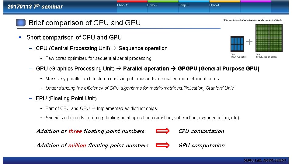 20170113 7 th seminar Chap 1: Chap 2: Chap 3: Chap 4: Brief comparison