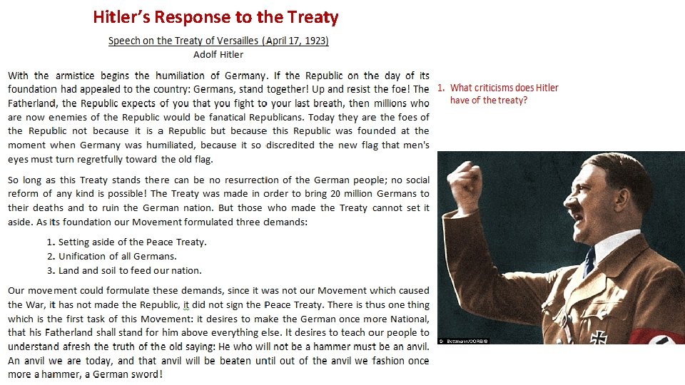 Hitler’s Response to the Treaty 