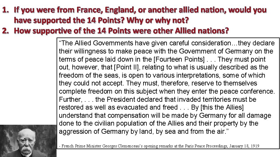 1. If you were from France, England, or another allied nation, would you have