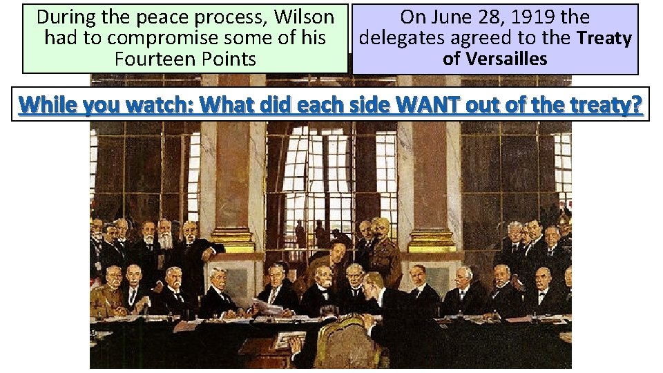 During the peace process, Wilson had to compromise some of his Fourteen Points On