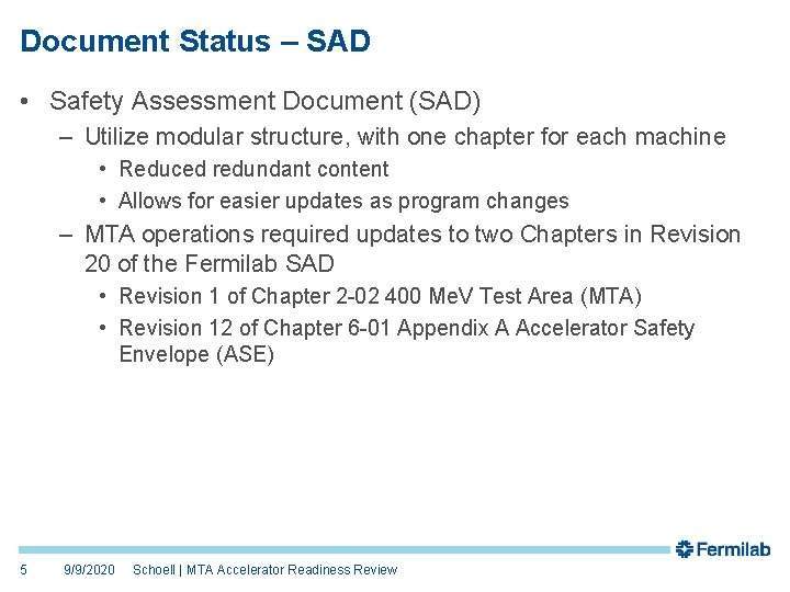 Sad Document.pdf Safety Assessment Document SAD and Accelerator Safety Envelope