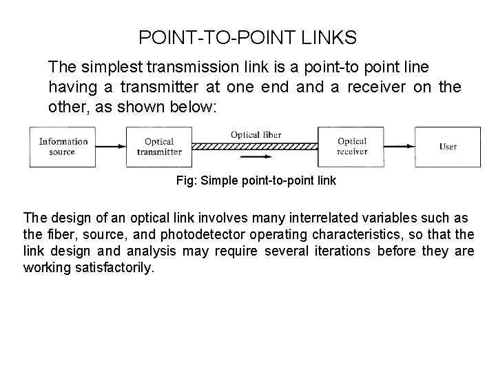 POINT-TO-POINT LINKS The simplest transmission link is a point-to point line having a transmitter