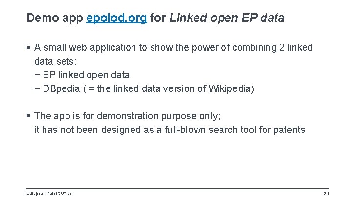 Demo app epolod. org for Linked open EP data § A small web application