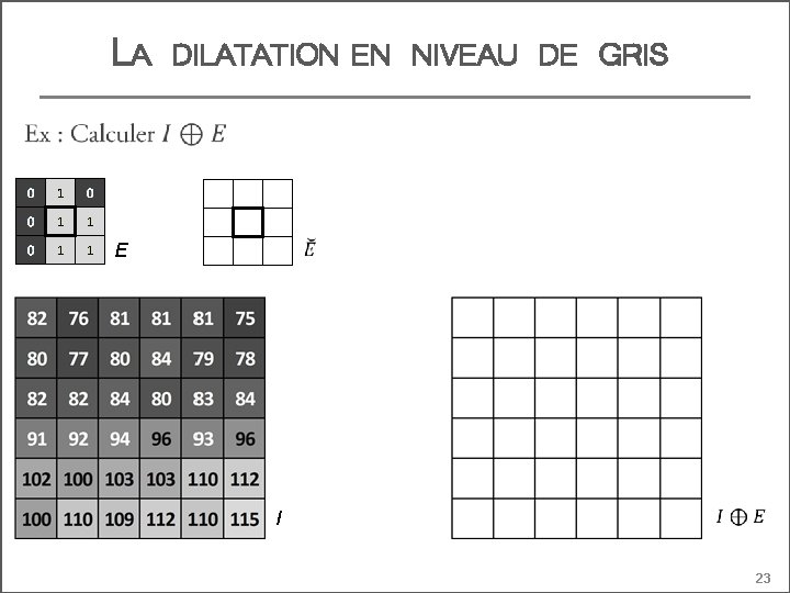 LA DILATATION EN NIVEAU DE GRIS E I 23 