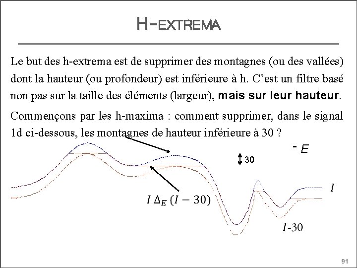 H-EXTREMA Le but des h-extrema est de supprimer des montagnes (ou des vallées) dont