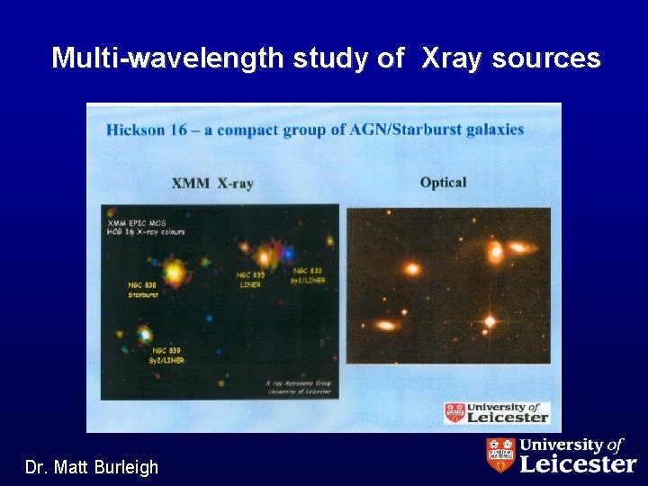 Multi-wavelength study of Xray sources Dr. Matt Burleigh 