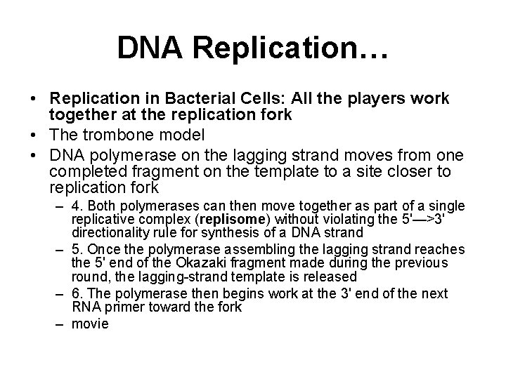 DNA Replication… • Replication in Bacterial Cells: All the players work together at the