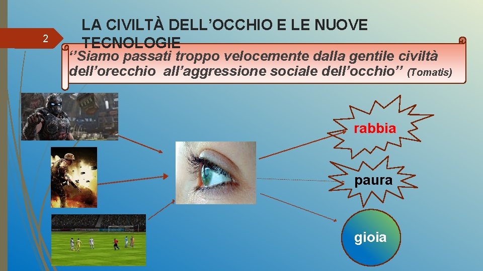 2 LA CIVILTÀ DELL’OCCHIO E LE NUOVE TECNOLOGIE ‘’Siamo passati troppo velocemente dalla gentile